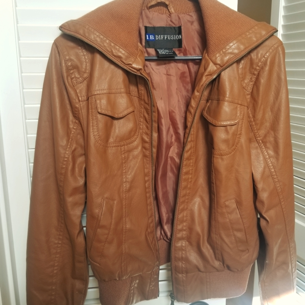 I.B. Diffusion Faux Leather Camel Jacket